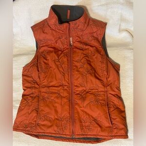 Eddie Bauer Vest Orange Embroidered Large